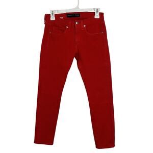 Veronica Beard Jeans Red Brooke 8.5” Crop Denim Pants Size 25 Valentine's Day